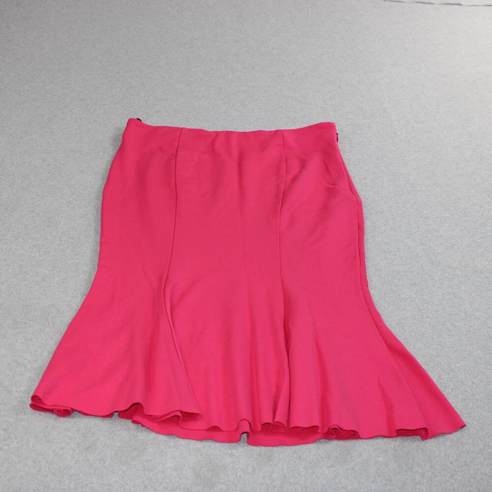 Majorelle Skirt Women Large Pink Knit Trumpet Ruffle Hem Midi Stretch Office